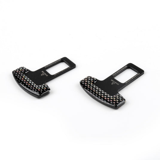2PCS Universal Car Safety Seat Belt Buckle Alarm Stopper Clip Clamp Carbon Fiber