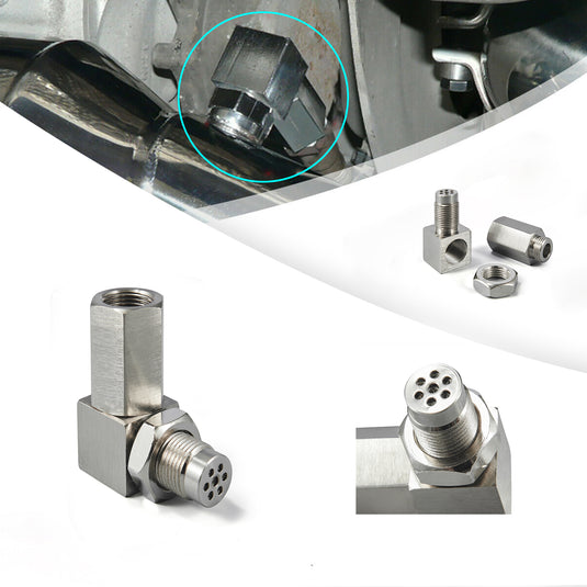 90 Degree O2 Oxygen Sensor Spacer Engine Light CEL Check Bung Mini Catalytic Converter
