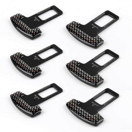6PCS Universal Car Safety Seat Belt Buckle Carbon Fiber Car Alarm Stopper Clip Clamp