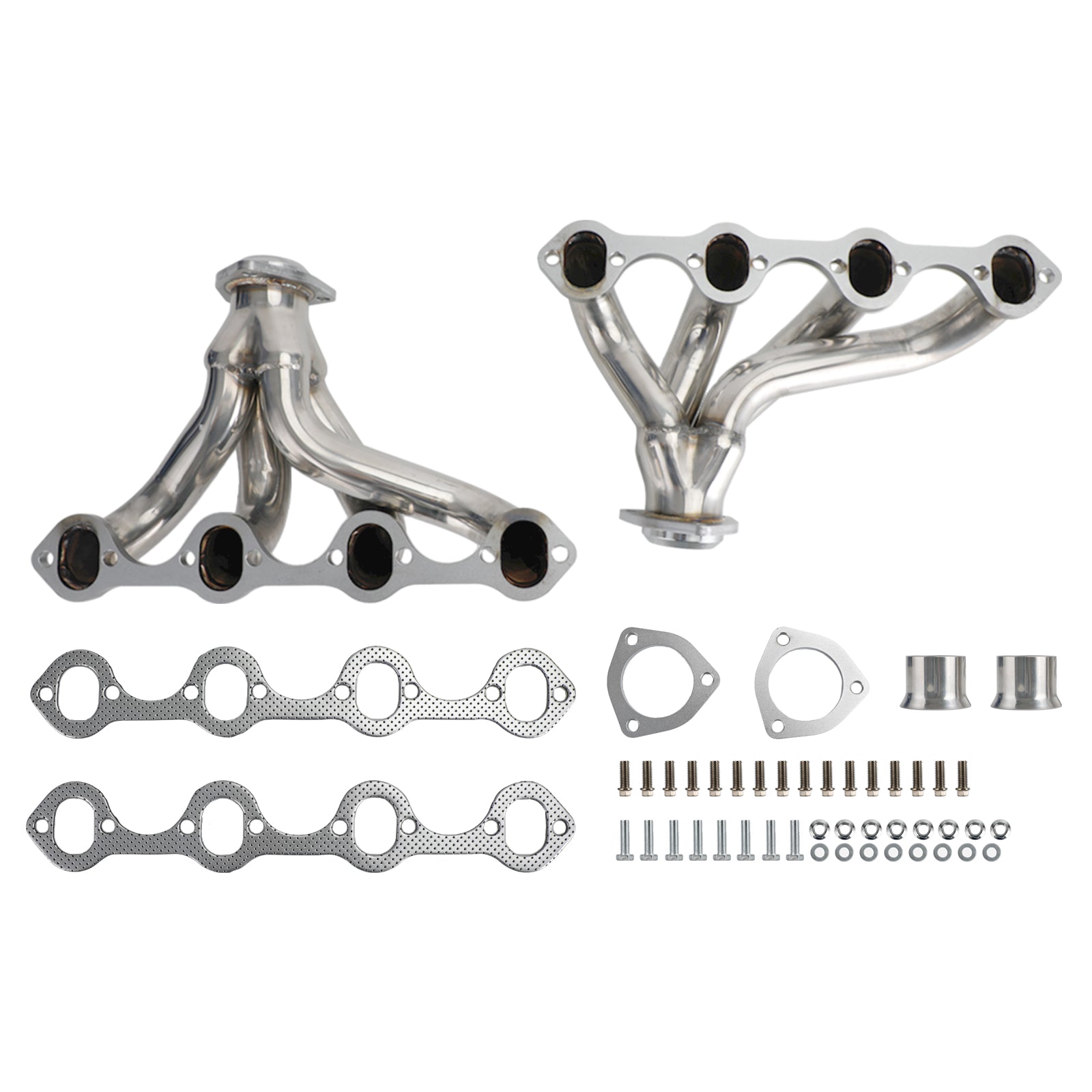 Stainless Shorty Hugger Exhaust Headers For Ford Big Block FE 330/360/390/428 – Polished Silver