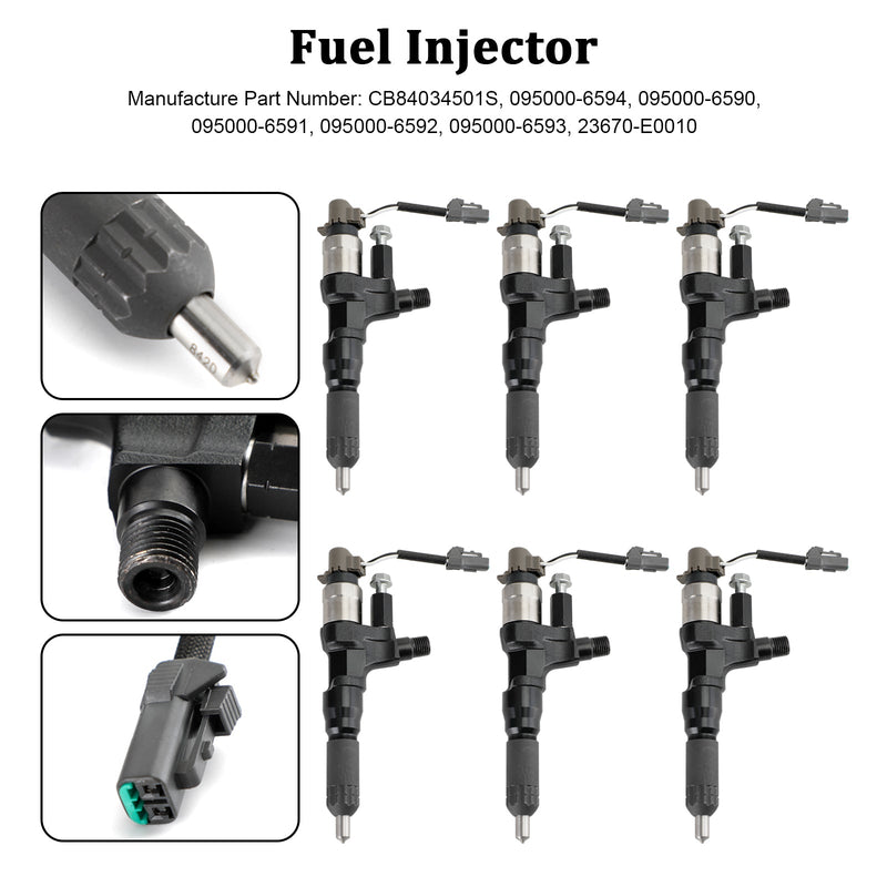 Load image into Gallery viewer, Denso 6590 6591 6592 6593 6594 6595 6596 6597 6PCS Fuel Injectors 095000-6593 CB84034501S 095000-6594
