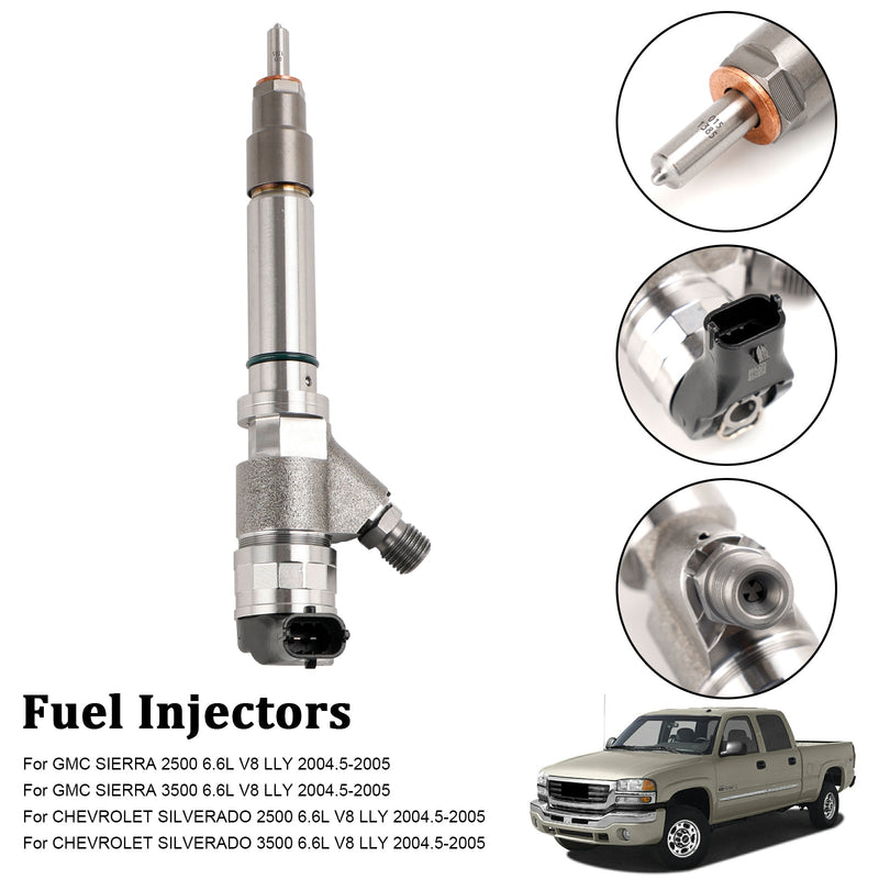 Load image into Gallery viewer, GMC Sierra 2500 3500 6.6L V8 LLY 2004.5-2005 1PCS Fuel Injector 0986435504 0445120027 97303657 Generic
