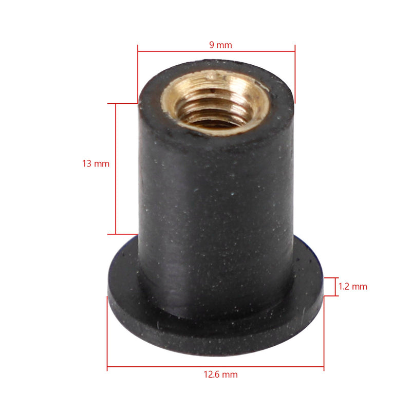 Load image into Gallery viewer, M5 Rubber Well Nuts Wellnuts for Fairing &amp; Screen Fixing Pack of 20 - 10mm Hole Generic
