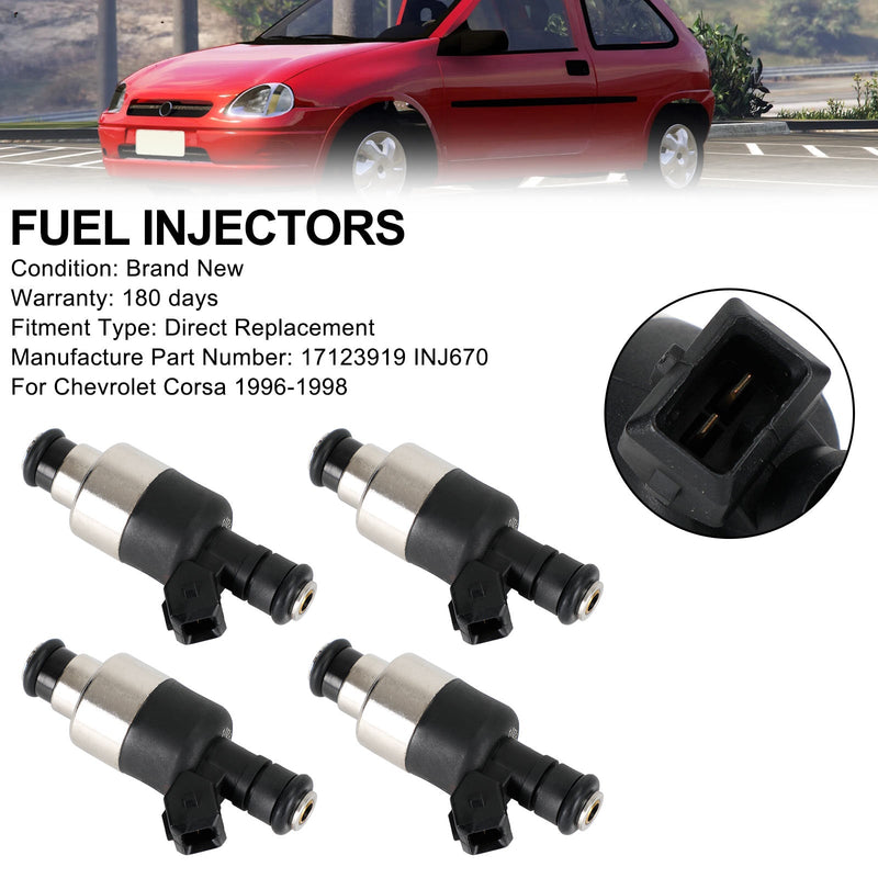Load image into Gallery viewer, 1996-1998 Chevrolet Corsa 4Pcs Fuel Injectors 17123919 INJ670
