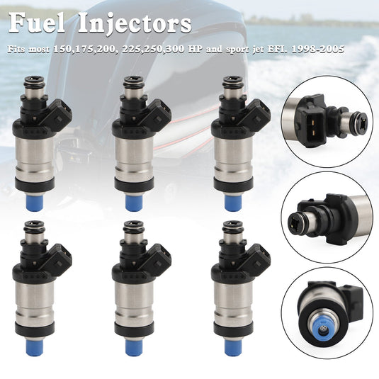 6PCS Fuel Injectors 18715T1 for Mercury Outboard EFI 150–300HP 1998–2005 | High Performance Marine Grade
