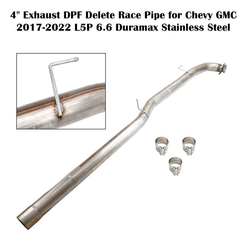 Load image into Gallery viewer, 2017-2022 4&quot; Exhaust DPF Delete Race Pipe for Chevrolet Silverado 2500 3500 HD L5P 6.6L Duramax Stainless Steel Generic
