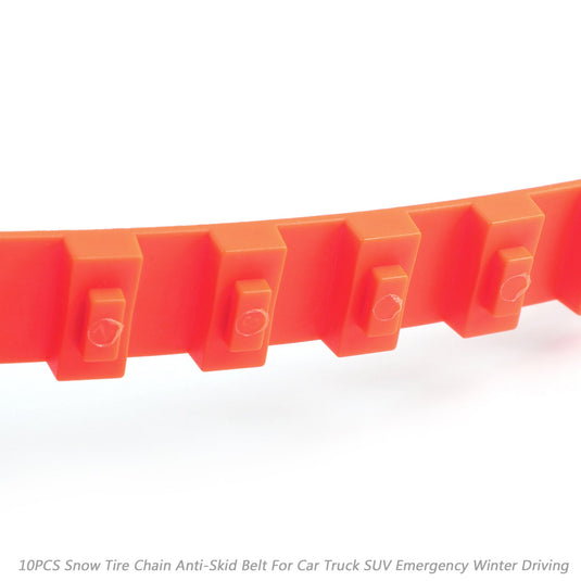 10PCS Universal Snow Tire Chain Anti-Slip Traction Belt for Car, Truck & SUV | Quick Install Anti-Skid Winter Driving Heavy-Duty Emergency Winter Kit