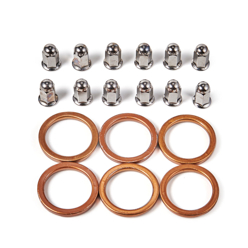 Load image into Gallery viewer, 6 Exhaust Gaskets &amp; 12 Cap Nuts For Honda CB 125 160 175 200 250 CM200T CM250C CMX 250 C XL XR 250 350 400 500 600 650 R Generic
