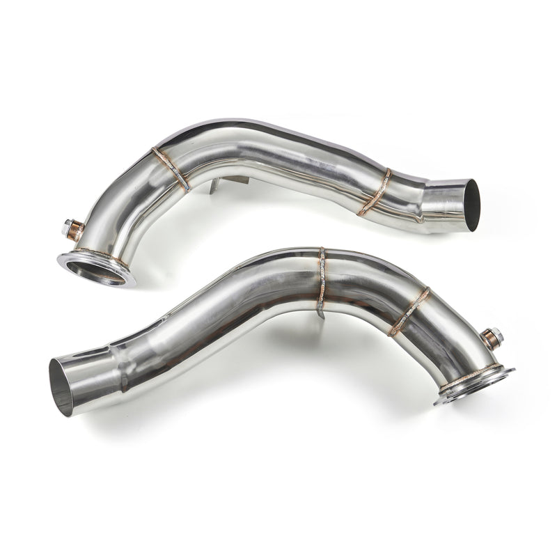 Load image into Gallery viewer, 2011-2018 BMW M6 F12 with S63 motor 3&quot; Exhaust Catless Downpipes Stainless Steel Generic
