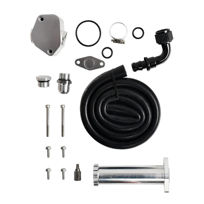 Crankcase Ventilation Reroute Kit for 2017–2024 Chevy Silverado GMC Sierra 2500HD 3500HD L5P 6.6L Duramax Diesel Aluminum