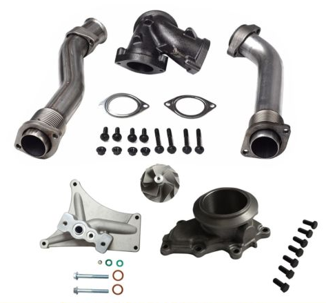 Load image into Gallery viewer, 1999.5-2003 Ford 7.3L Powerstroke Diesel Exhaust Bellowed Up-Pipe Kit &amp; EBPV Generic
