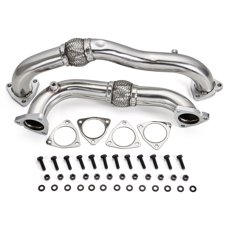 Load image into Gallery viewer, 2008-2010 Ford 6.4 Powerstroke Diesel Exhaust Up-Pipe Heavy Duty Polished NO EGR Generic
