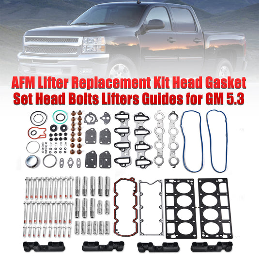 AFM Lifter Replacement Kit Head Gasket Set Head Bolts Lifters Guides for GM 5.3 Generic