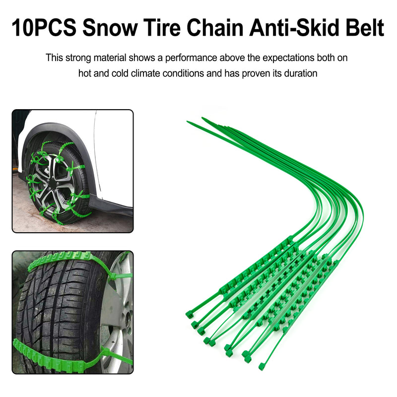 Load image into Gallery viewer, 10PCS Universal Car Snow Tire Chains for SUV Truck | Heavy Duty Anti-Slip Belt Kit for Ice &amp; Snow Emergency Driving
