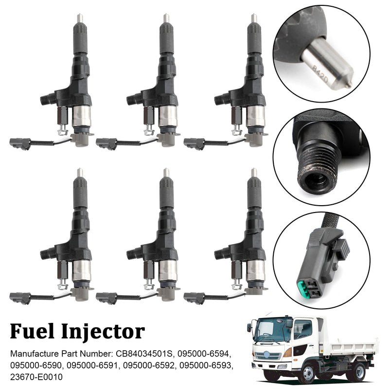 Load image into Gallery viewer, Denso 6590 6591 6592 6593 6594 6595 6596 6597 6PCS Fuel Injectors 095000-6593 CB84034501S 095000-6594

