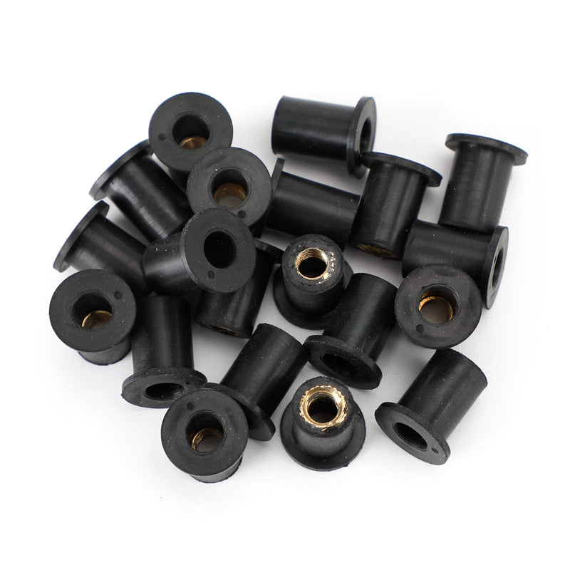 Load image into Gallery viewer, M5 Rubber Well Nuts Wellnuts for Fairing &amp; Screen Fixing Pack of 20 - 10mm Hole Generic
