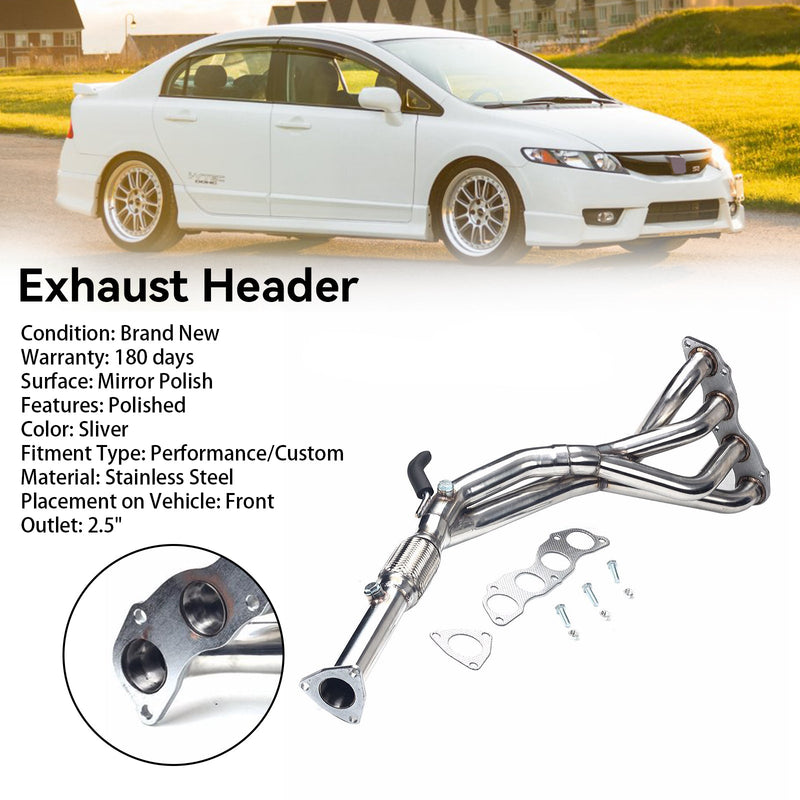 Load image into Gallery viewer, 2006-2011 Honda Civic Si FG2/FA5 Stainless Steel Performance Header Racing Generic
