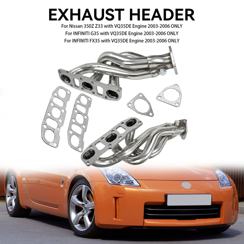 Load image into Gallery viewer, 2003-2006 Nissan 350Z Z33 with VQ35DE Engine Exhaust Manifolds Shorty Headers
